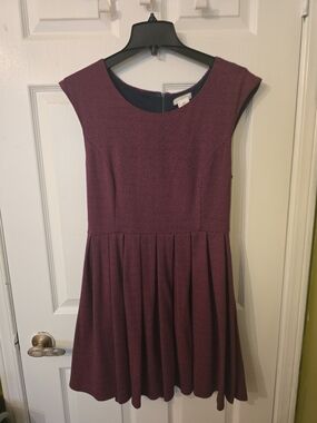 Cooperative Chevron Knit Dress in Burgundy and Navy